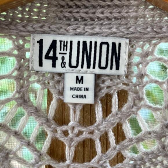 14th & Union Longline Open Front Crocheted Cardigan In Oatmeal Size M. NEW. - Picture 7 of 8